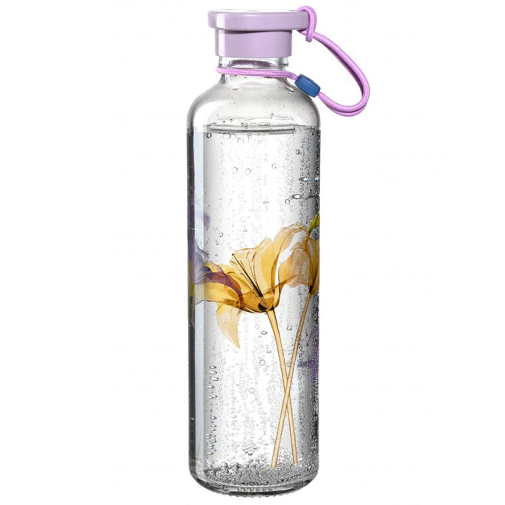 Бутылка для воды "Lilac Flower", стекло, 750 мл, прозрачный, сиреневый