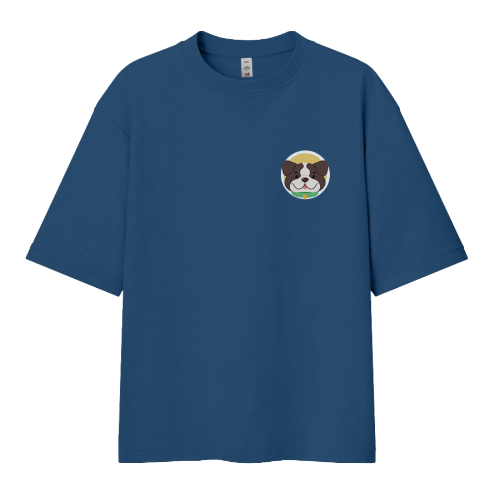 Футболка унисекс "Бульдог. Dog love club", XS-S, хлопок, оверсайз, джинсовый