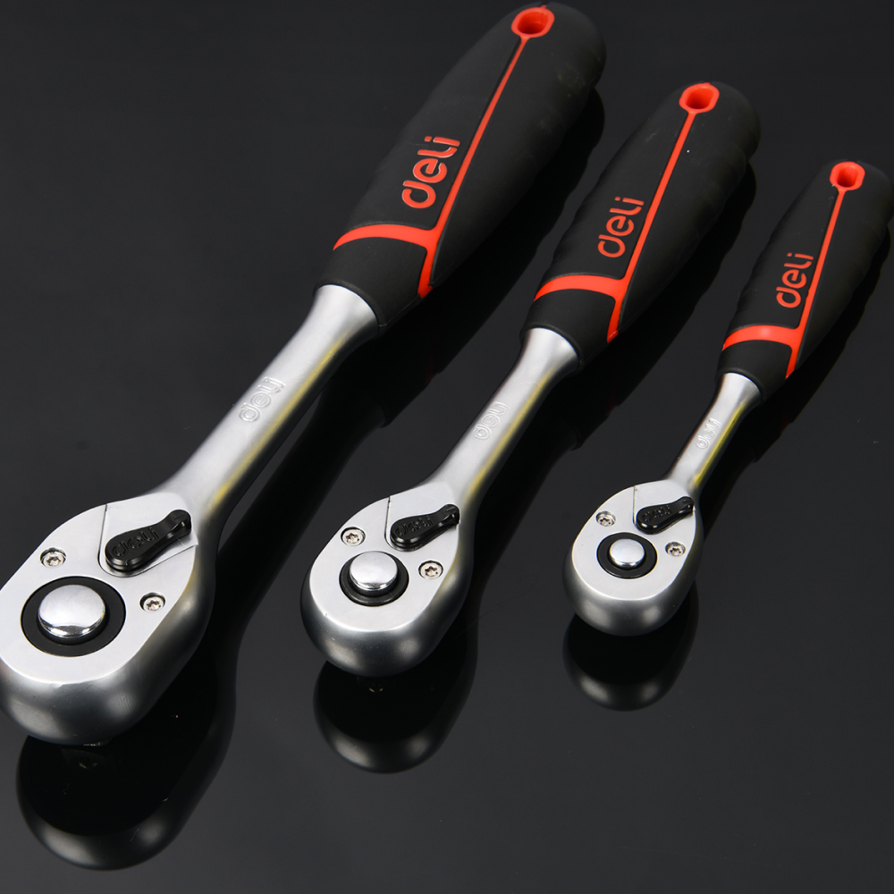 Ключ-трещотка Deli RS EDQ42802, 3/8", 200 мм, 72 зуба