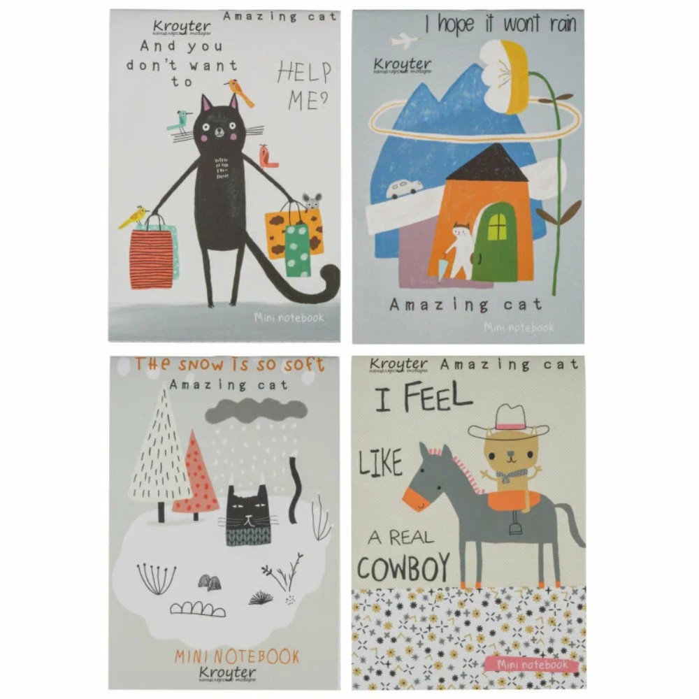 Блокнот Kroyter "Аnimals", А6, 48 листов, клетка, ассорти