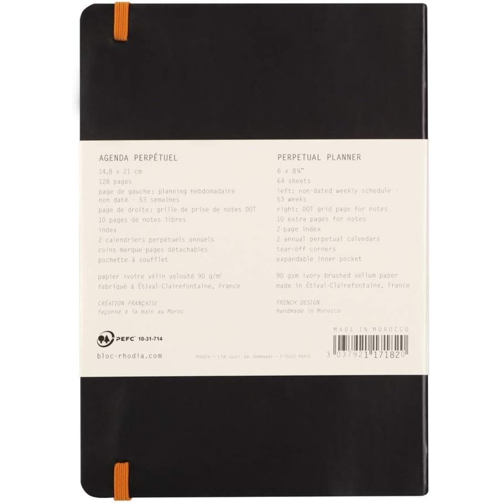 Еженедельник недатированный Clairefontaine Rhodia "Rhodiarama Perpetual", 148x210 мм, 128 страниц, черный - 8