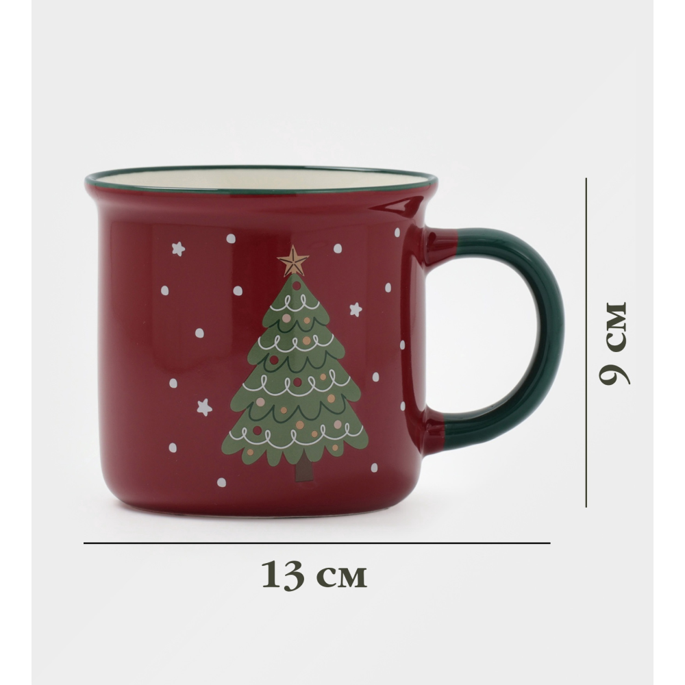 Кружка фарфоровая "Новогодние традиции", 420 мл, бордовая - 3