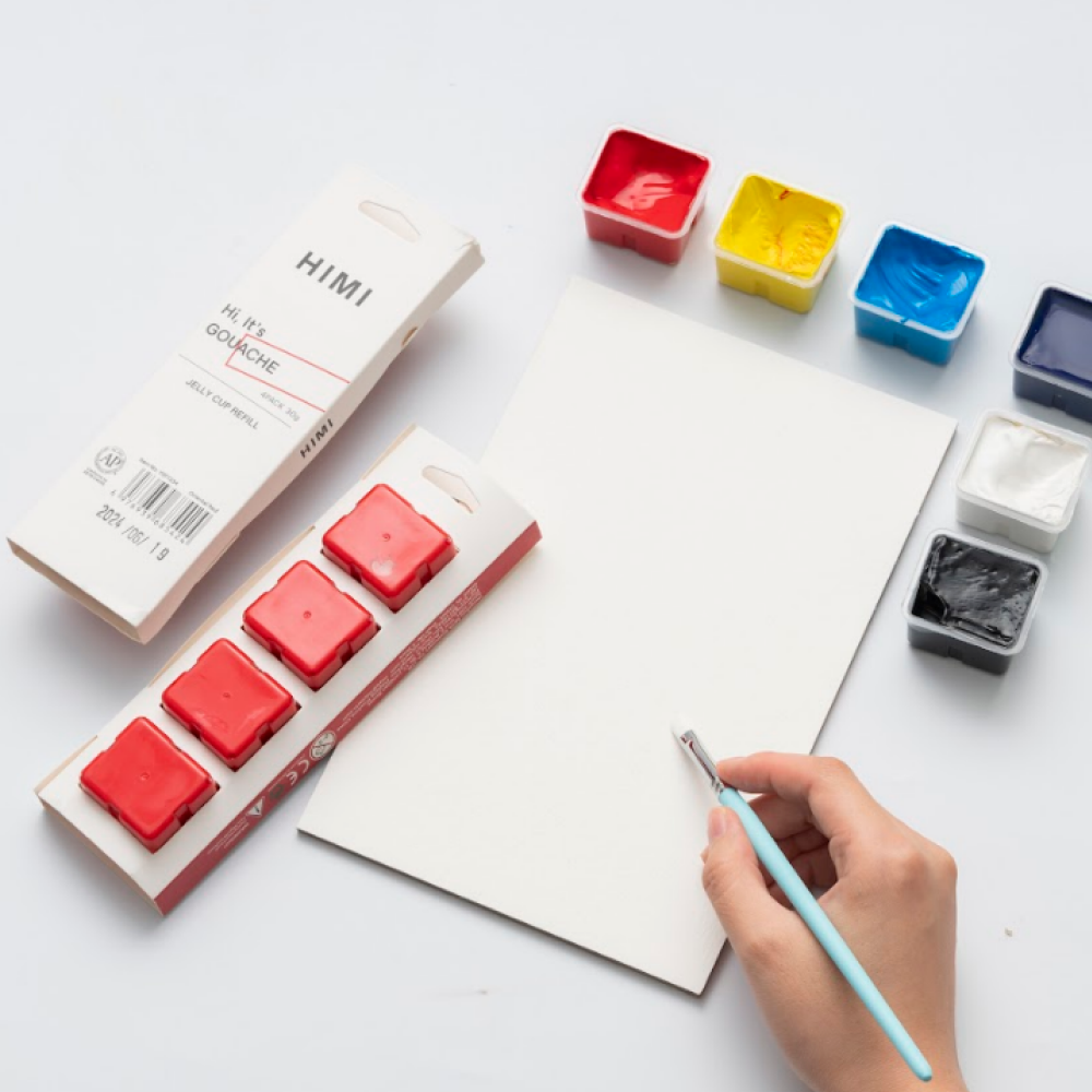 Краски гуашевые "Himi Jelly Cup", чёрный, набор  рефилов 4 шт., 30 мл. - 6