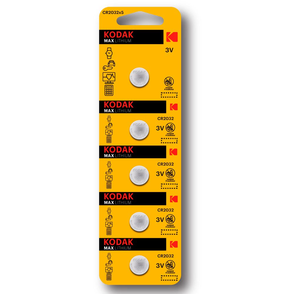 Батарейки литиевые дисковые Kodak "CR2032", 5 шт