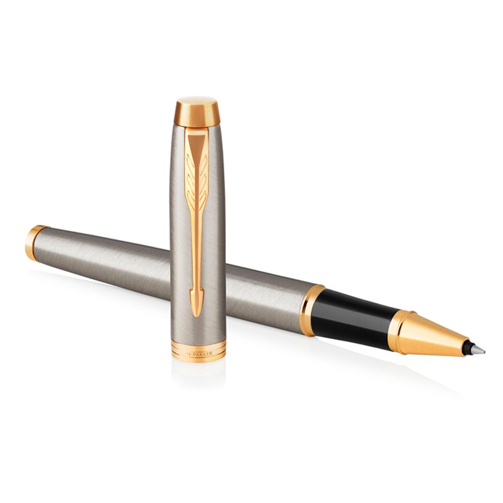 Ручка роллер "IM Brushed Metal GT", 0.5 мм, золотистый, стерж. черный - 3