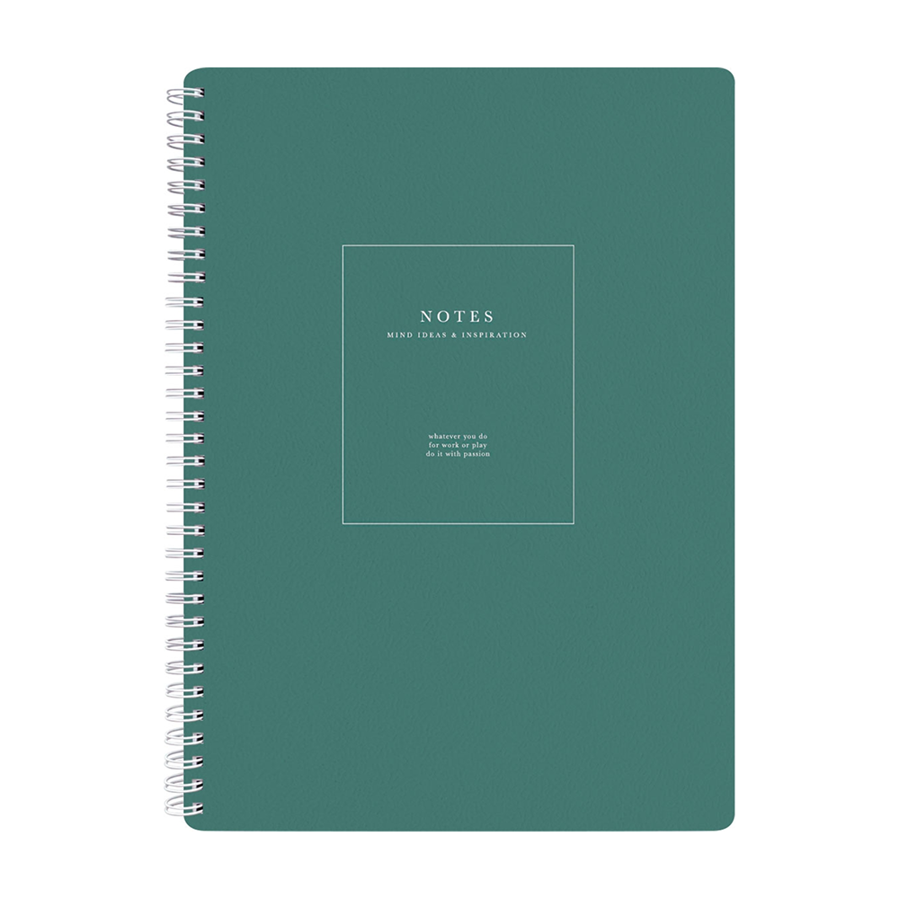 Тетрадь "Notes", A4, 96 листов, клетка, спираль сбоку, зеленый