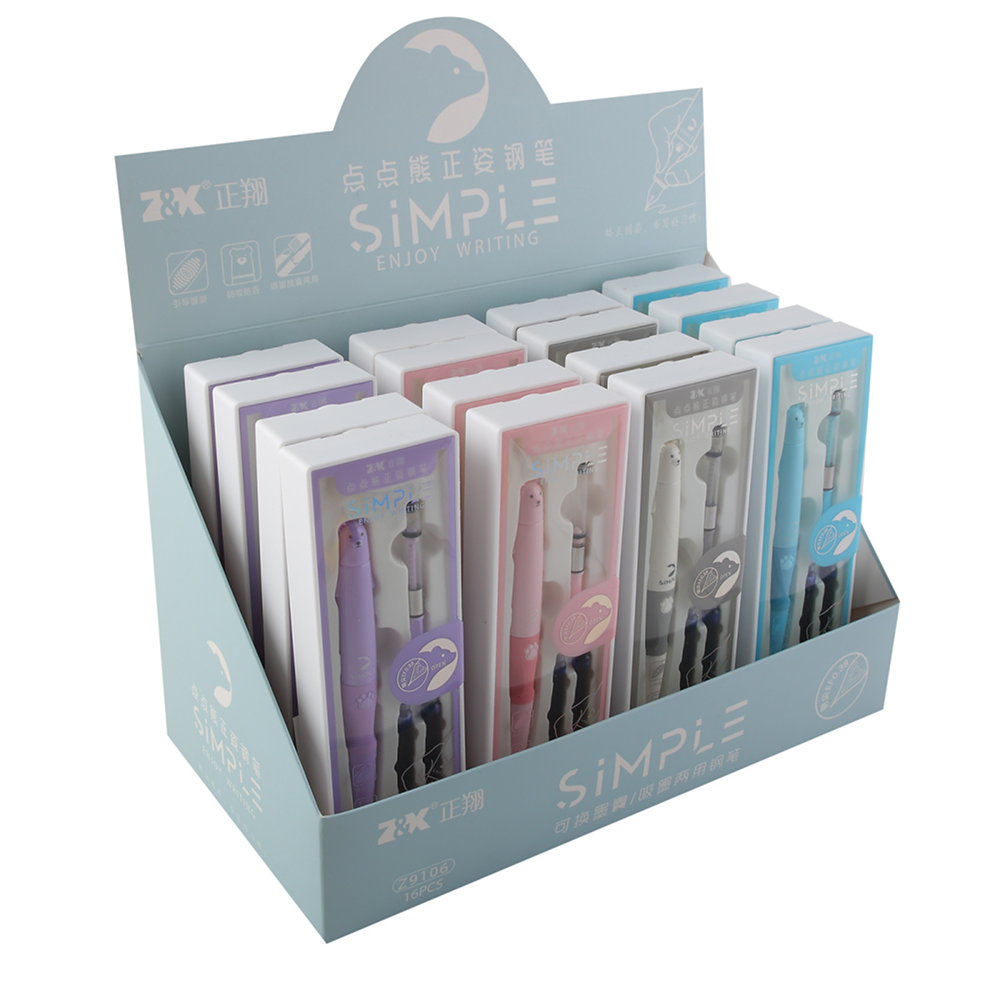 Ручка перьевая "Медведь", ассорти, патрон синий - 6