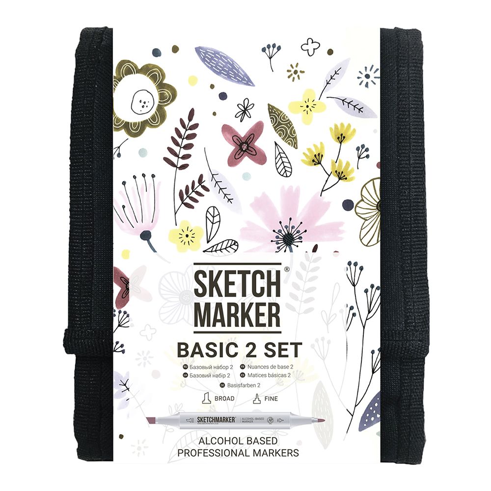 Набор маркеров перманентных двусторонних "Sketchmarker Basic 2", 12 шт.
