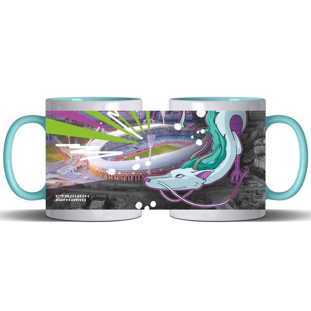 Кружка "Минск, стадион Динамо", керамика, 330 мл, белый, мятный 