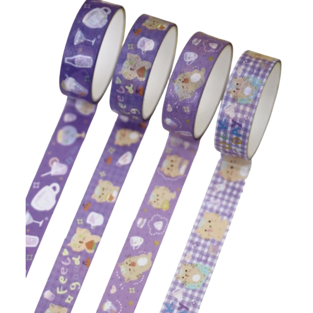 Клейкая лента "Lovely cartoon", 5 шт/упак, фиолетовый - 4