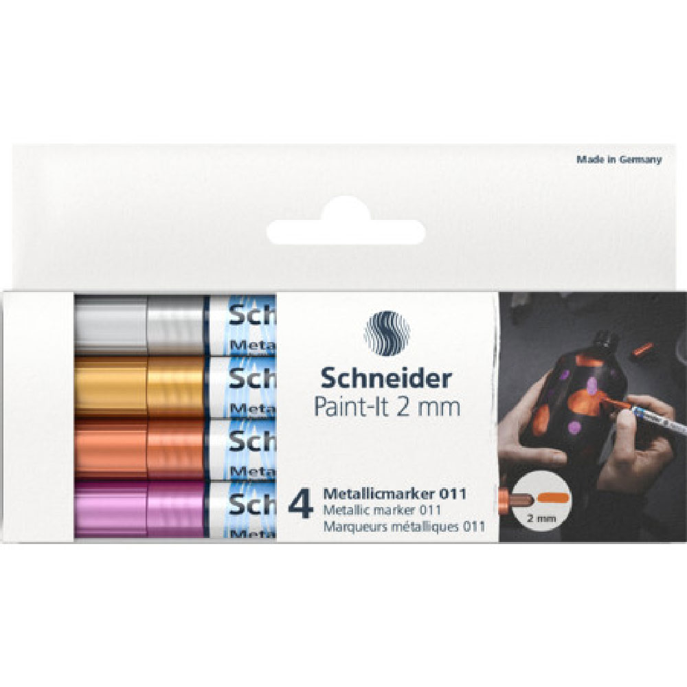 Набор маркеров перманентных Schneider "Paint-It 011 Set 1", 4 шт, ассорти металлик