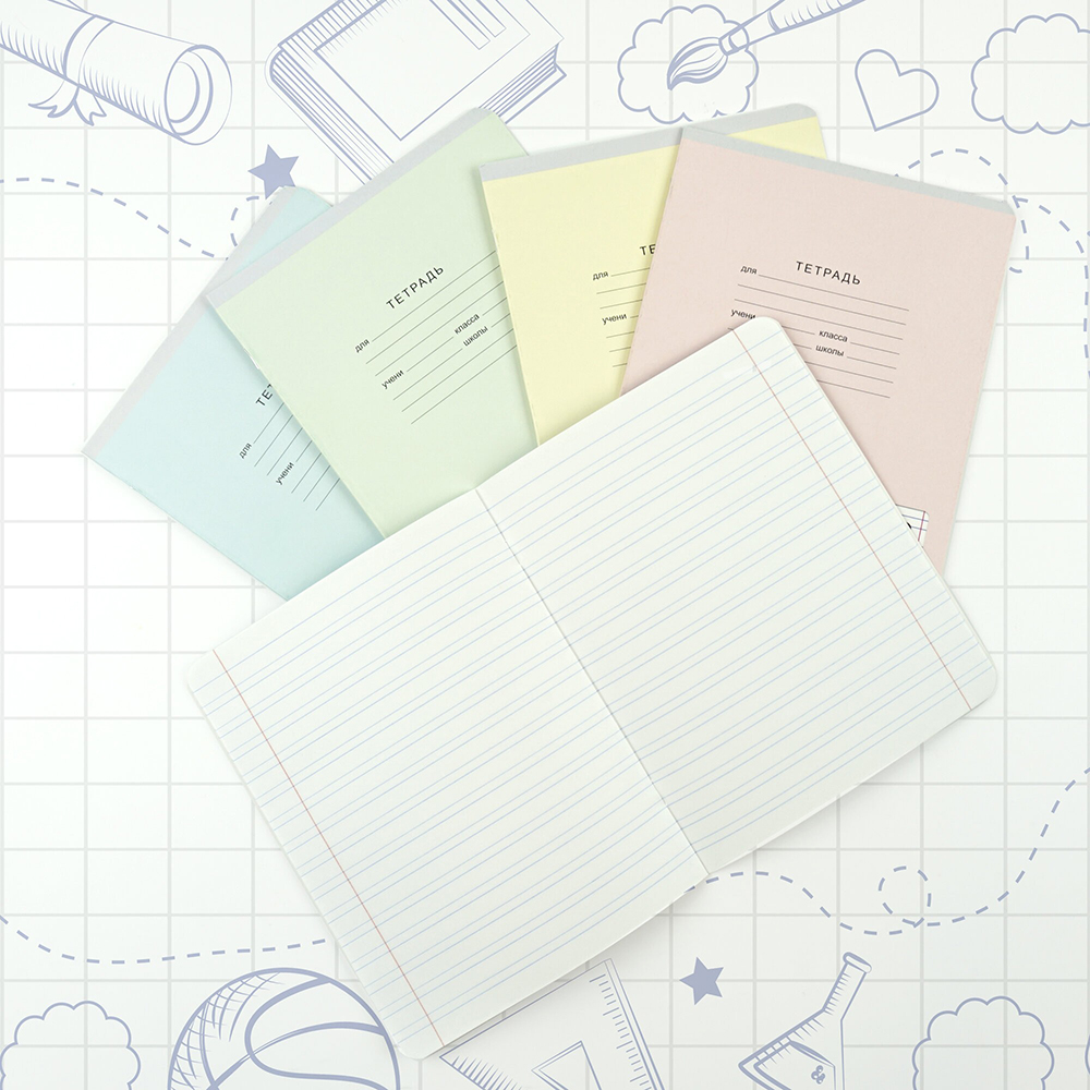 Тетрадь "Классическая серия", А5, 12 листов, узкая линейка, ассорти - 8