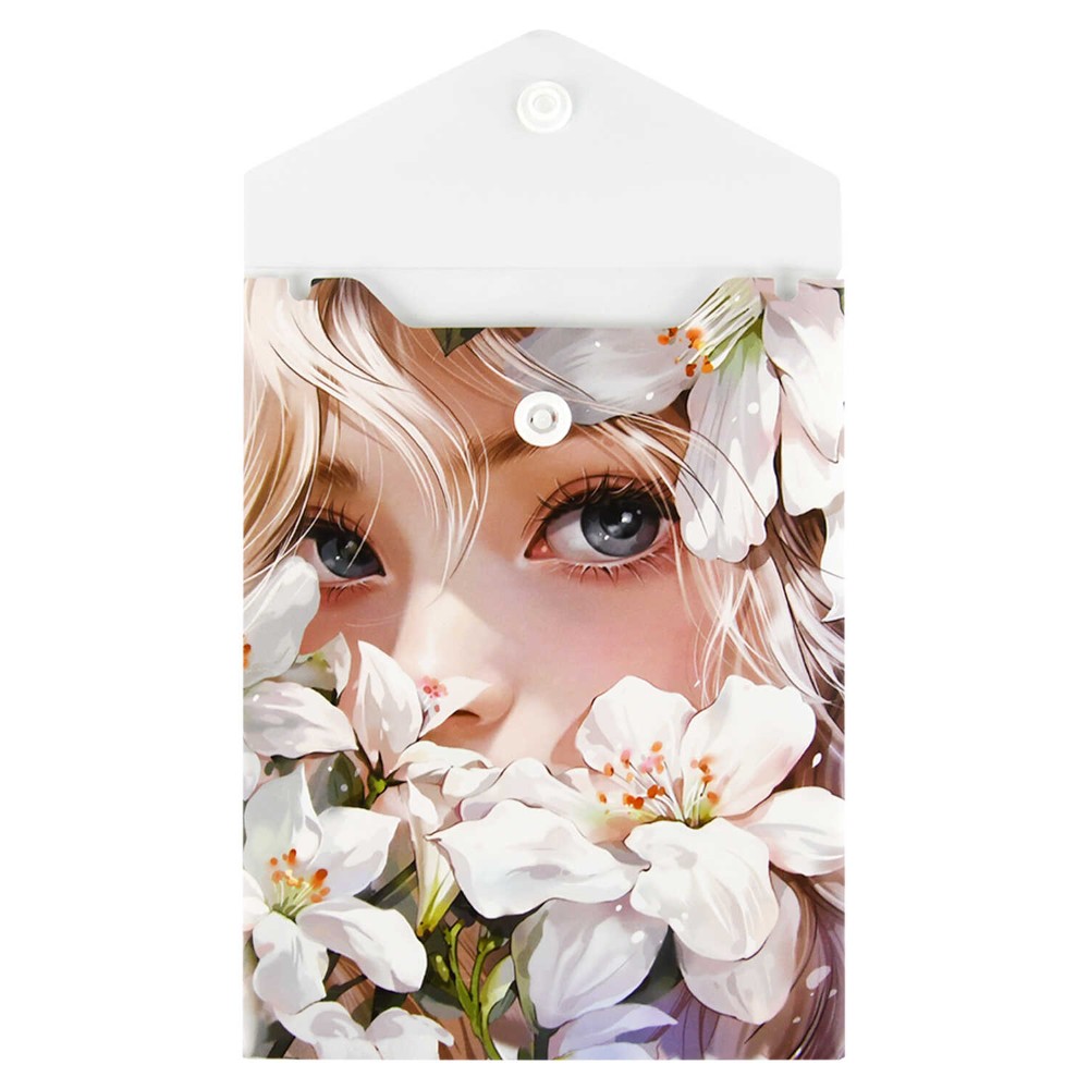 Папка-конверт на кнопке "Девушка в лилиях", С6, зеленый - 2