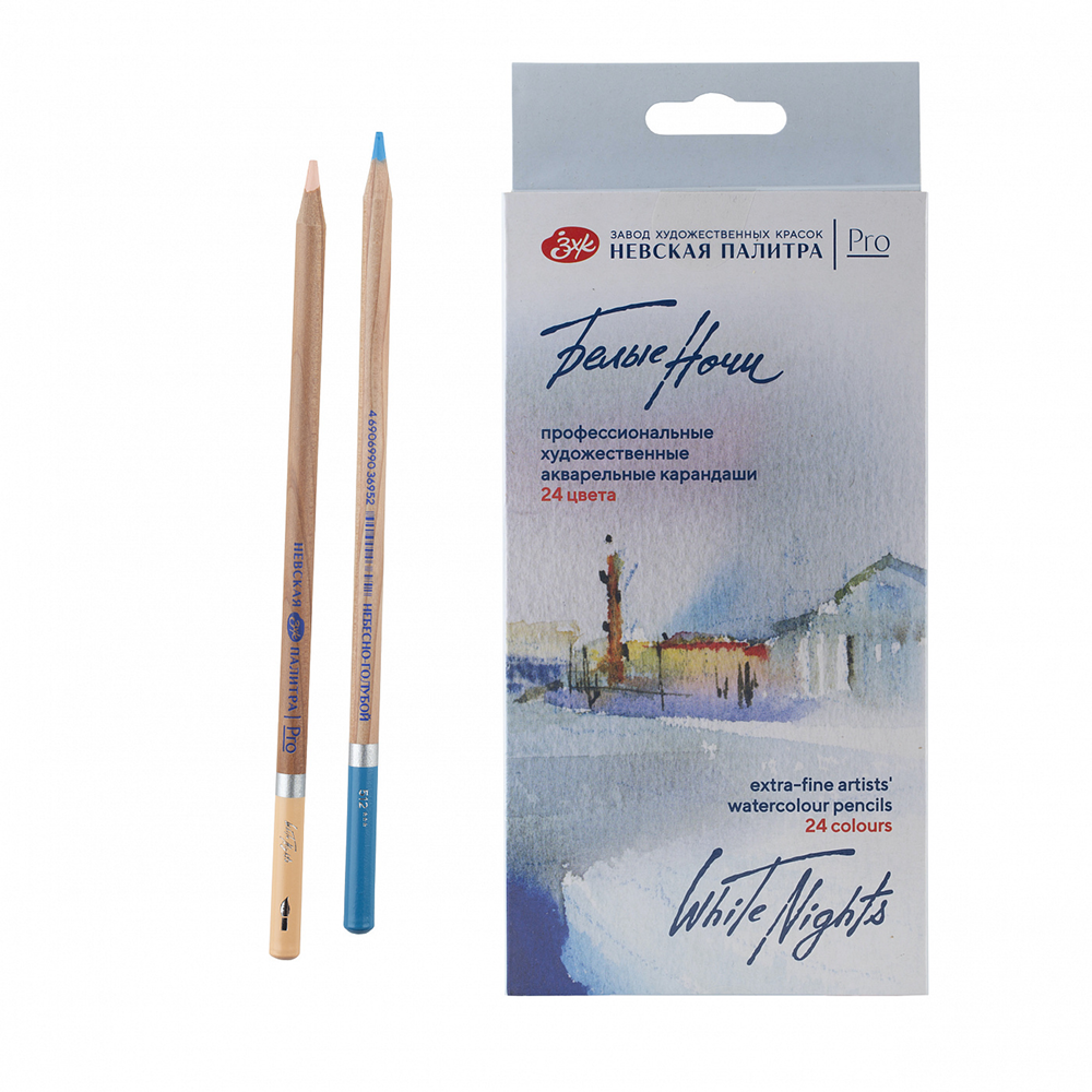 Карандаш акварельный "Белые ночи", набор 24 цветов, картонная коробка