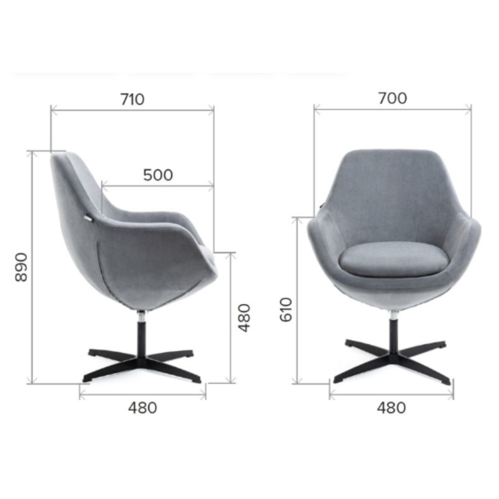 Кресло мягкое EVERPROF Rocky, ткань, серый, металл - 5