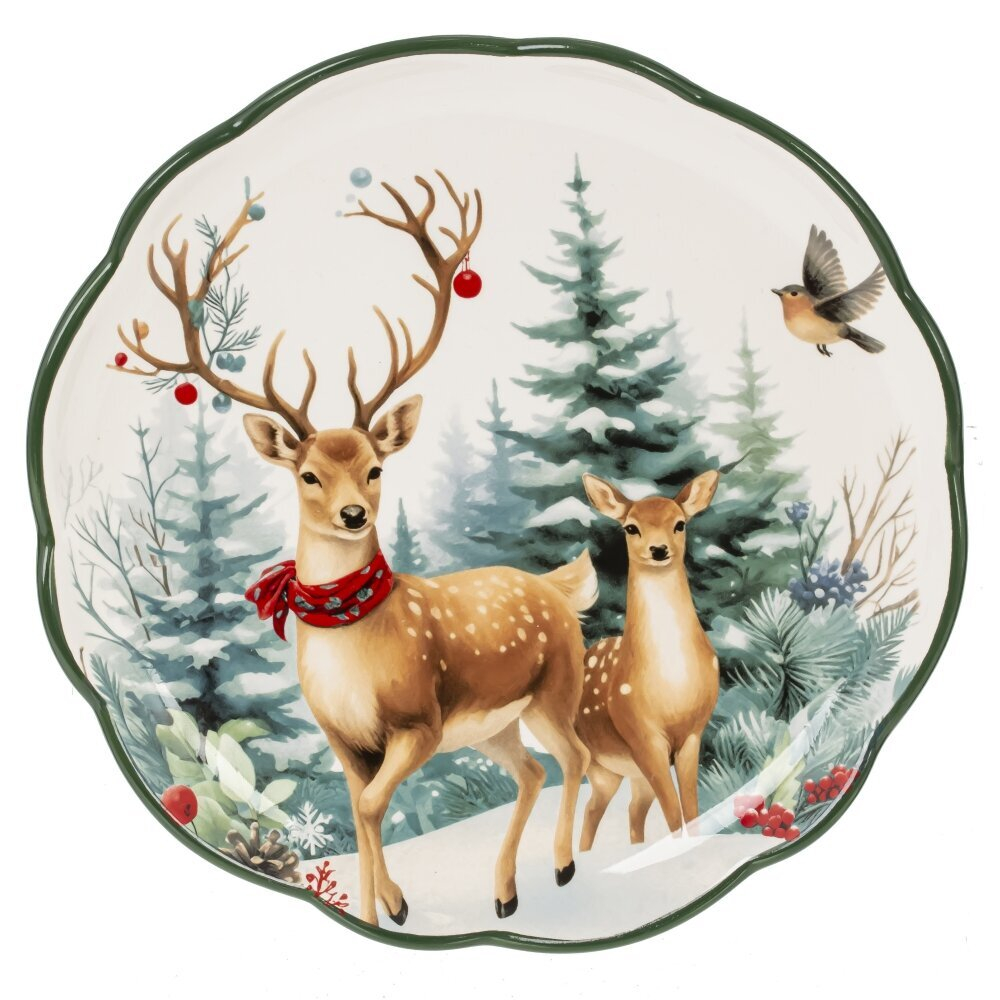 Тарелка керамическая "Олени", 20 см, разноцветный