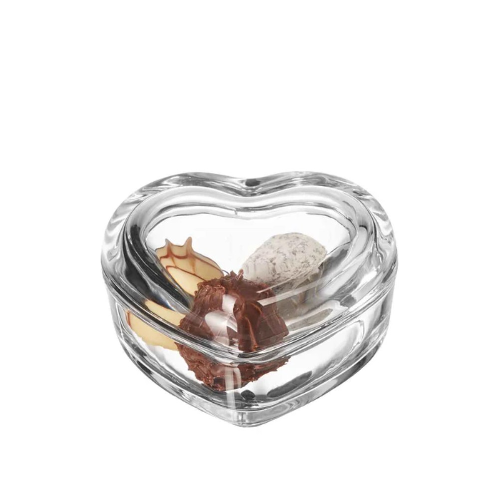 Ваза стеклянная "Heart", 8 см, с крышкой, прозрачный