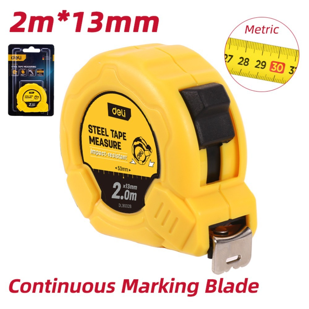 Рулетка Deli YS EDL9002B, 2 м х 13 мм, желтый, черный - 2