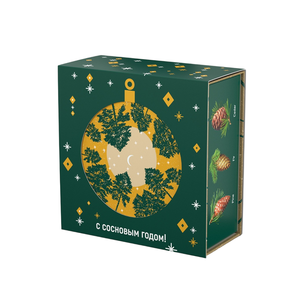 Набор подарочный "Сугревъ. С сосновым годом!" (варенье из шишек, чай, пастила, миндаль в шоколаде), 180 г