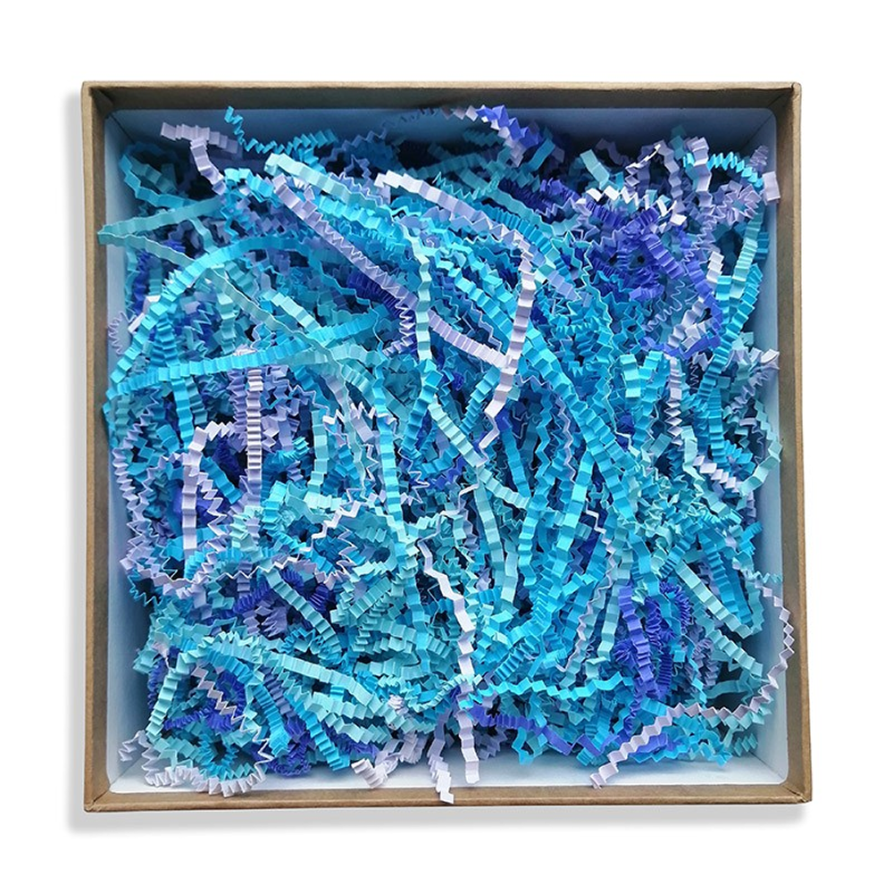 Наполнитель бумажный, гофрированный, 3 мм, 50 г, синее ассорти