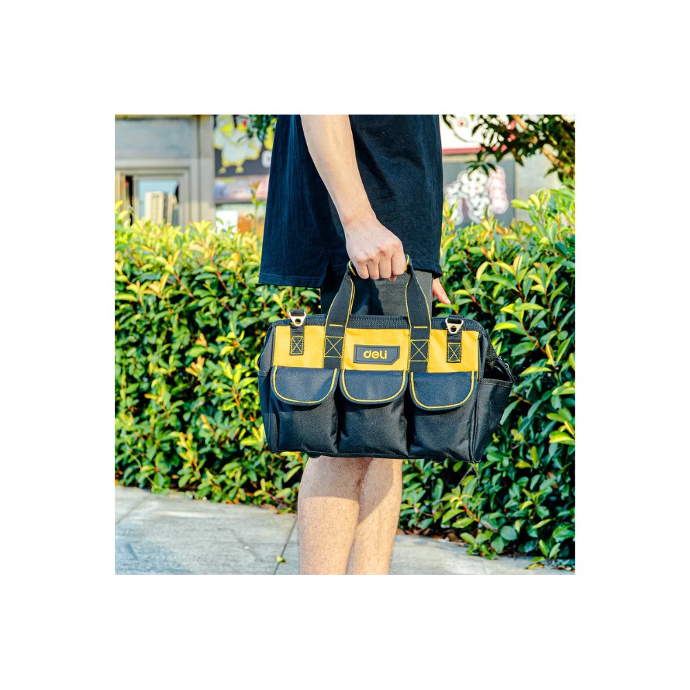 Сумка для инструментов Deli YS EDL430116, 360х180х250 мм, ткань Oxford, черный, желтый - 12