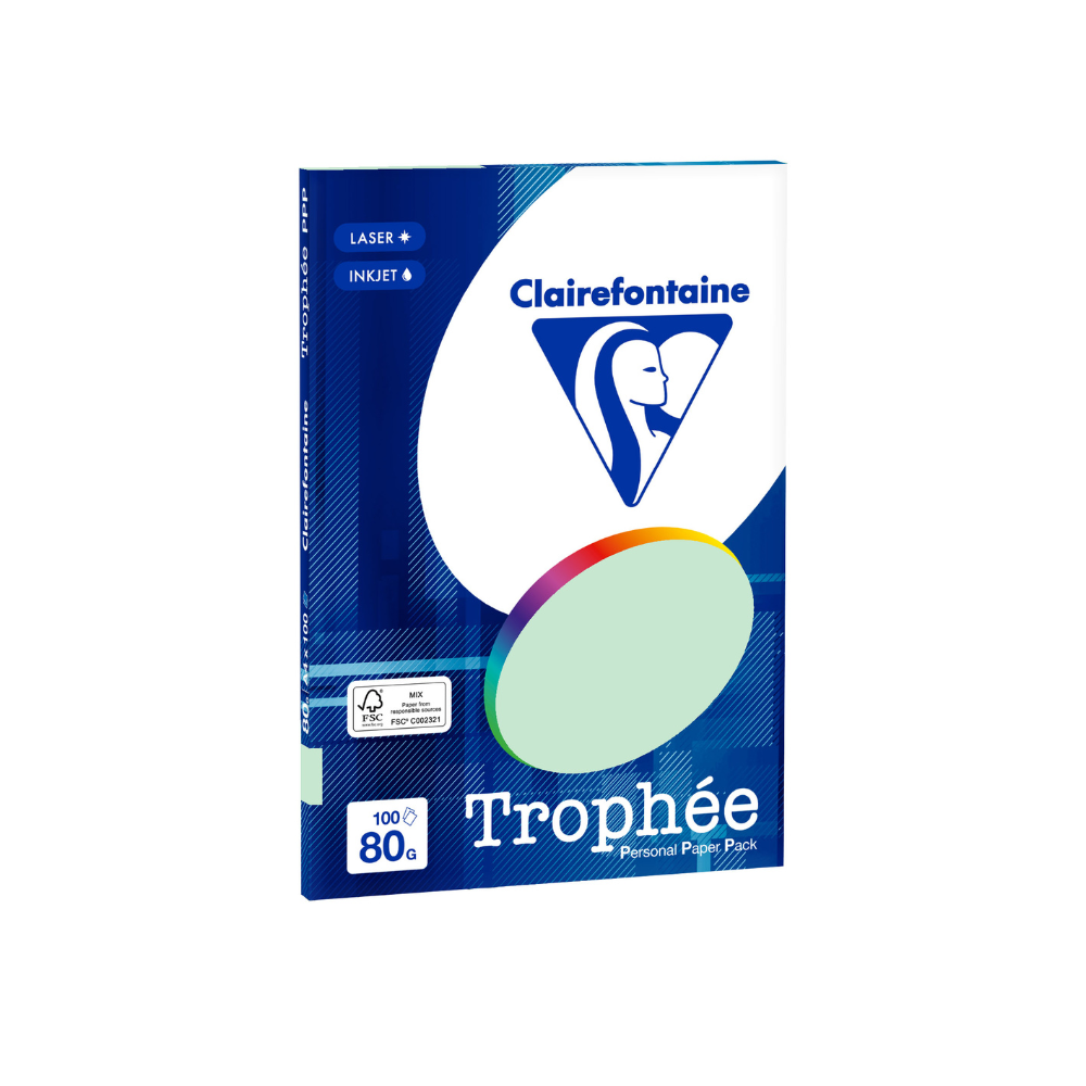 Бумага цветная "Trophée", А4, 100 листов, 80 г/м2, зеленый
