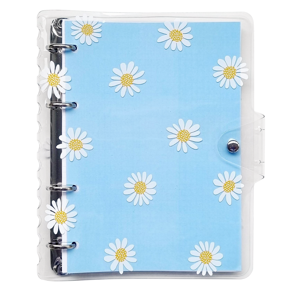 Тетрадь на кольцах "Camomiles", A5, 120 листов, клетка, прозрачный/голубой