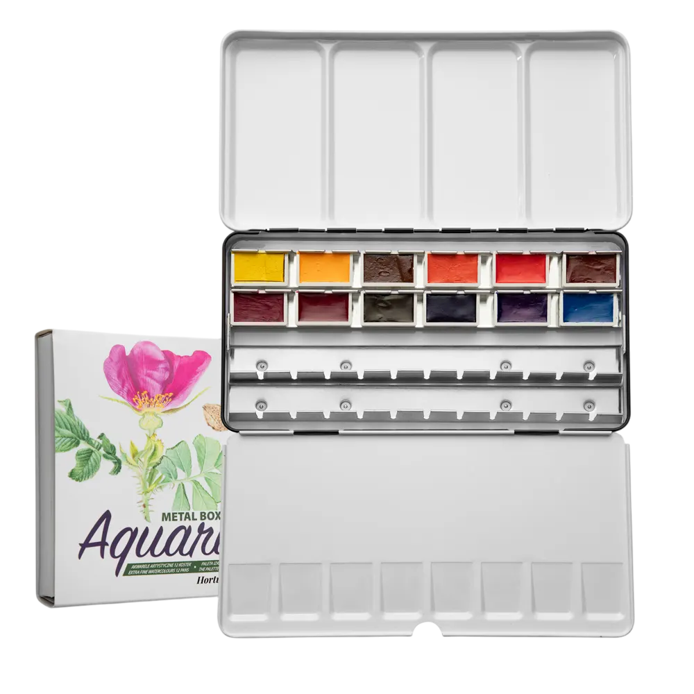 Краски акварельные "Aquarius. Botanical Set by Izabela Wolska-Kuśmider", 12 цветов, кюветы