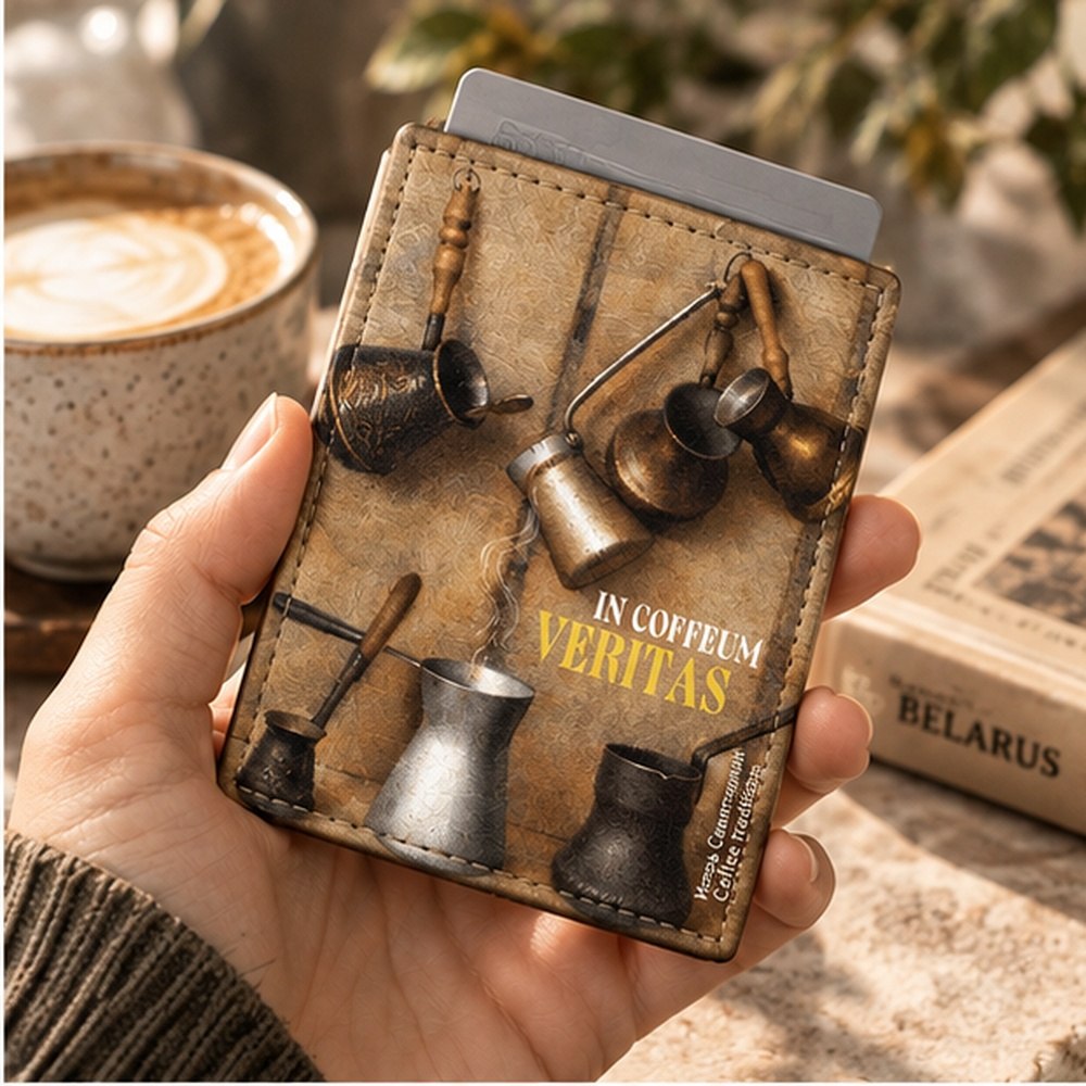 Чехол для карт "Coffee tradition", Игорь Свентицкий, натуральная кожа, разноцветный