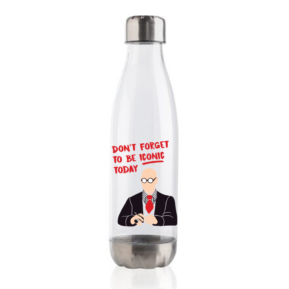 Бутылка для воды "Don't forget to be iconic today", 500 мл, пластик, нержавеющая сталь, белый, серебристый