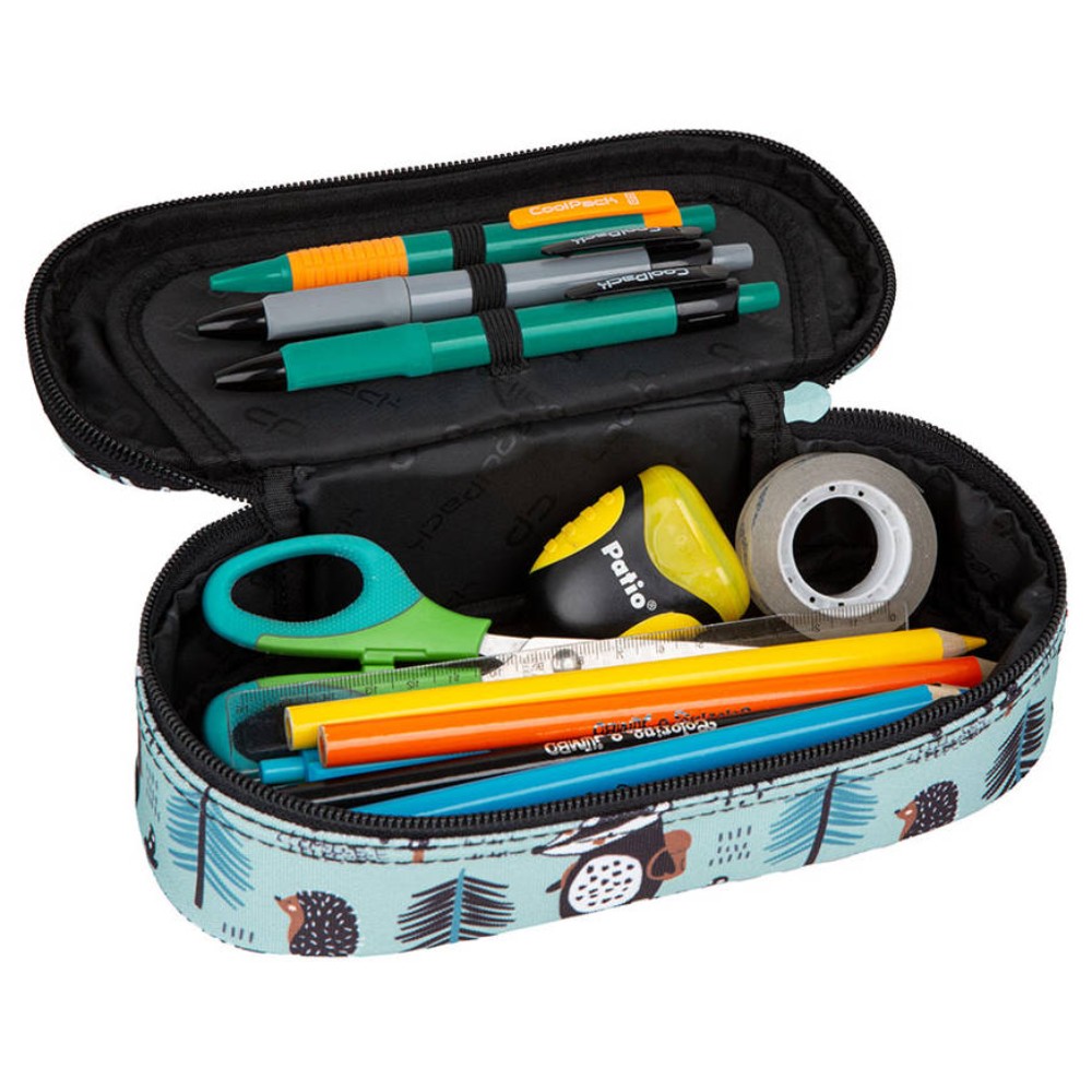 Пенал CoolPack "Shoppy", 1 отделение, голубой, черный