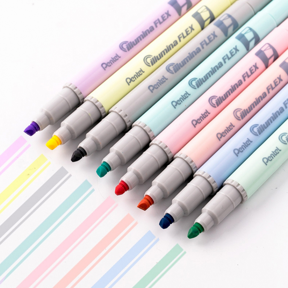 Маркер текстовый двусторонний «Pentel Illumina flex», пастельный, голубой - 7