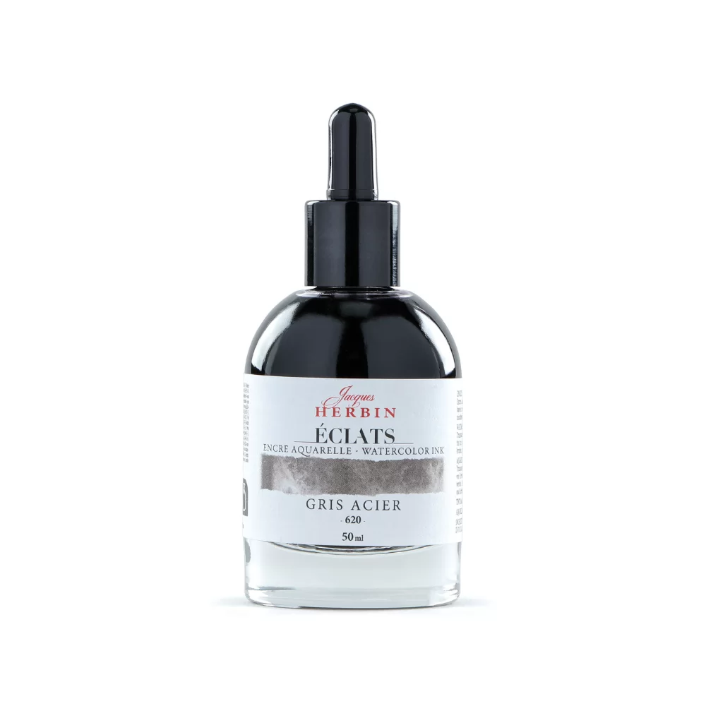 Чернила акварельные "Herbin. Eclats", стальной серый, 50 мл