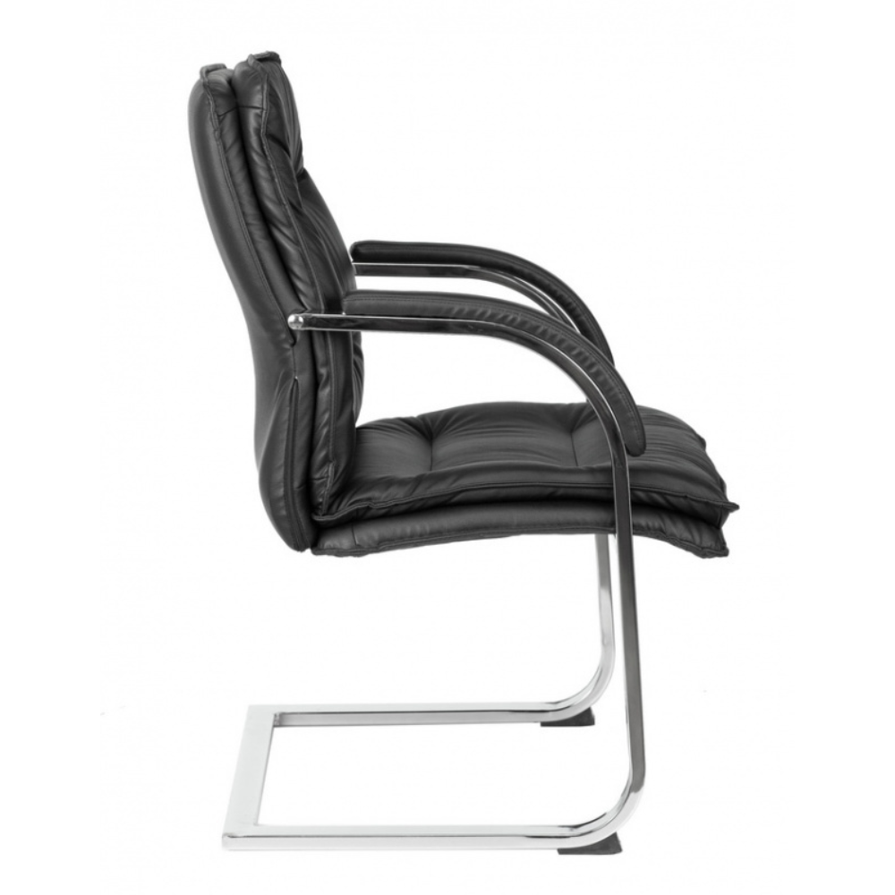 Кресло на полозьях "Бюрократ T-9927SL-LOW-V", натуральная кожа, черный, металл хром