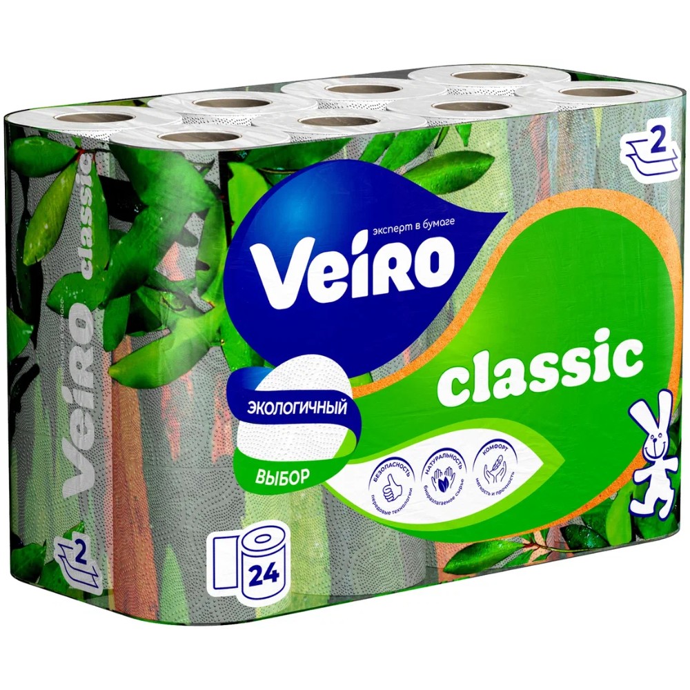 Бумага туалетная "Veiro Classic", 2 слоя, 24 рулона - 2