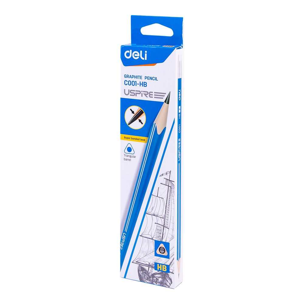 Карандаш простой "Deli Uspire", HB, синий