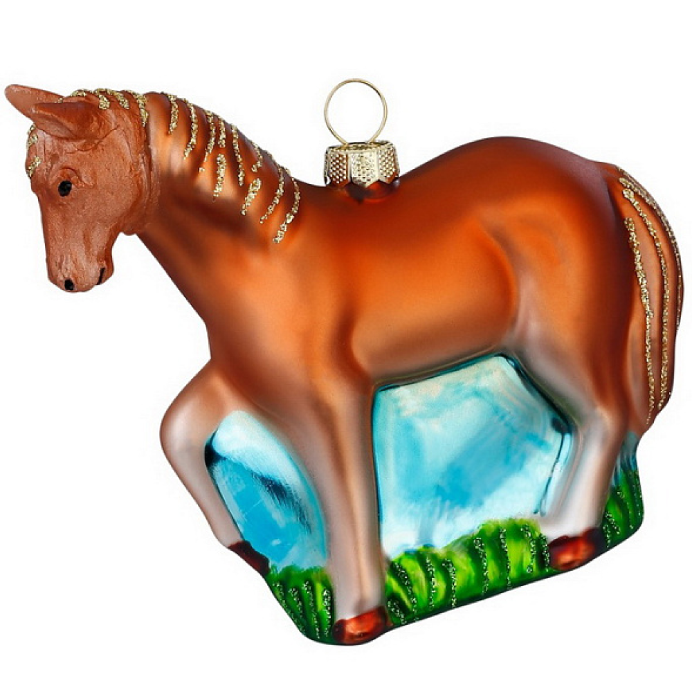 Украшение елочное "Лошадь", 9 см, стекло, разноцветный