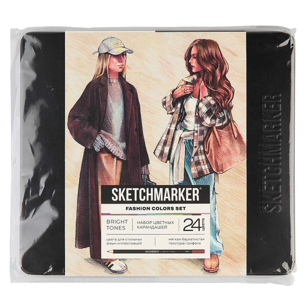 Набор карандашей цветных "Sketchmarker Мода", 24 цвета, в металлической коробке