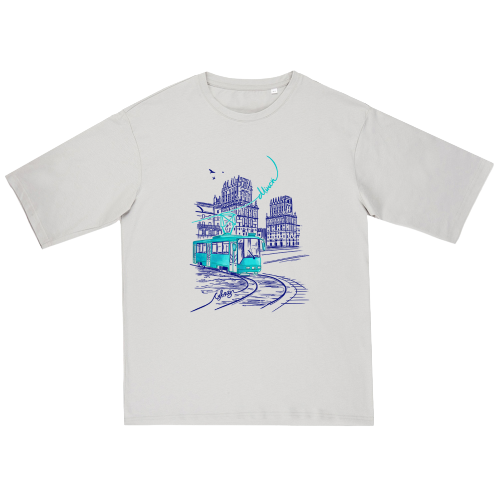 Футболка оверсайз унисекс "Ворота Минска", XS-S, жемчужный