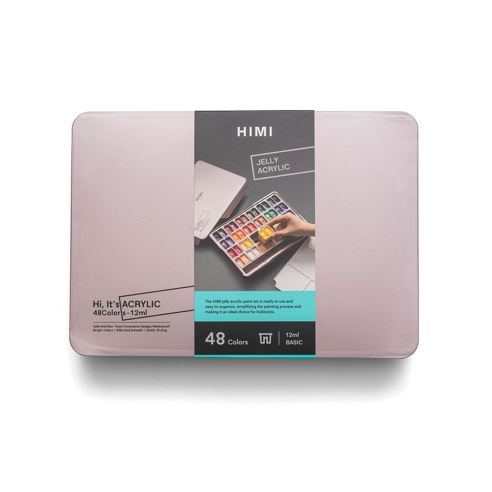 Краски акриловые"Himi Jelly Cup", набор 48 цветов, 12 мл, кювета, пластиковый футляр