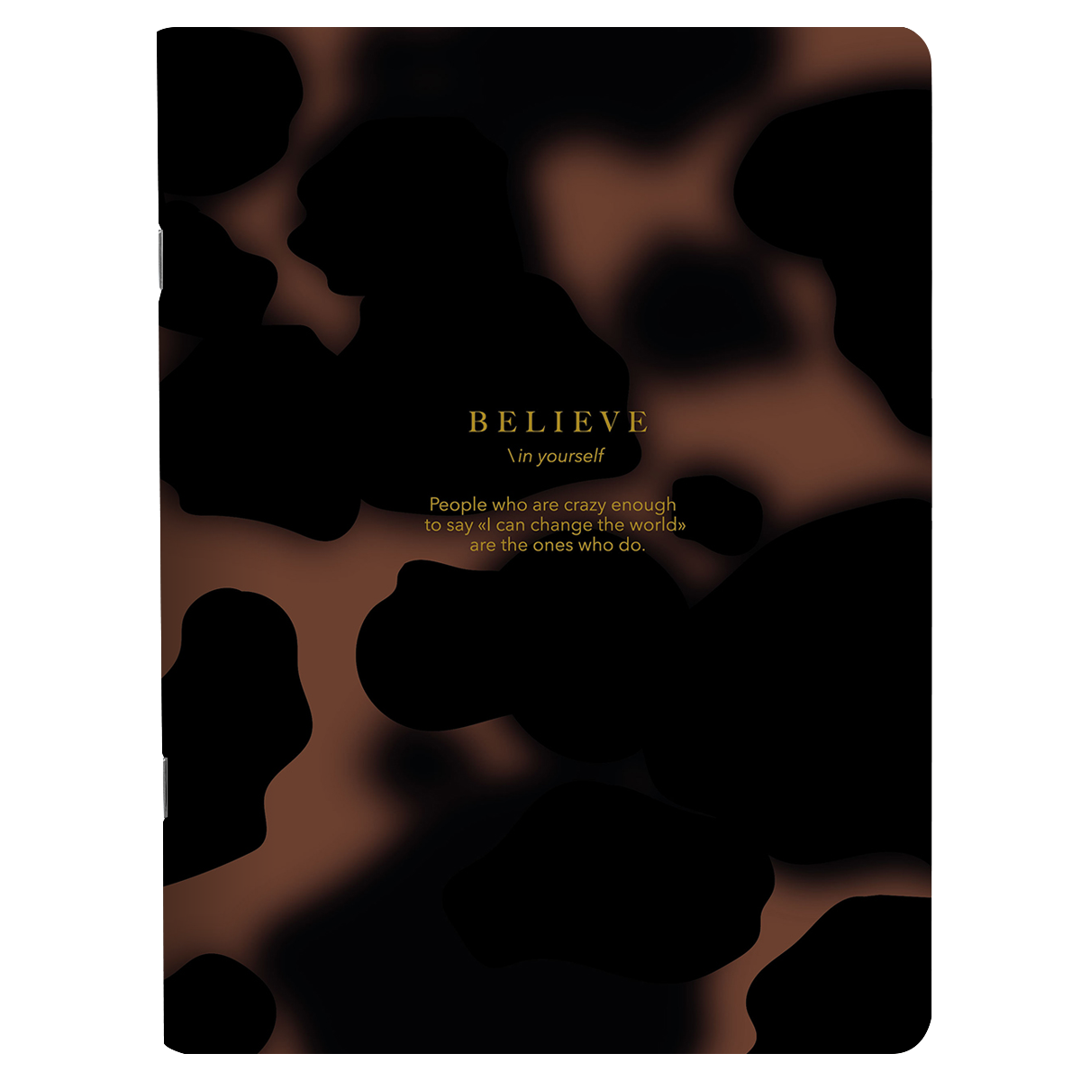 Тетрадь А5 48 л., клет. "Believe пятна накоричневом" скоба сбоку, гибк. обл., мат. ламинация, коричнневый/черный