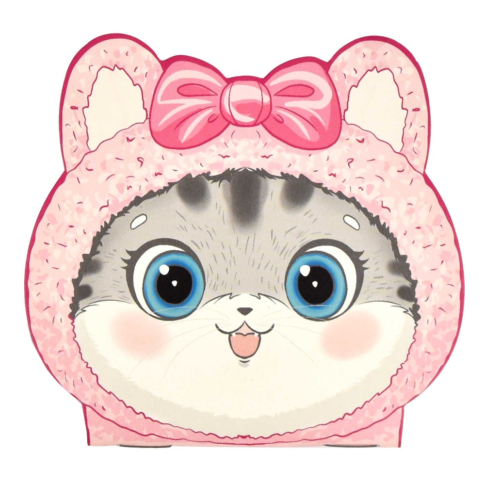 Блокнот "Котенок в шапке", 120х117 мм., 30 листов, розовый