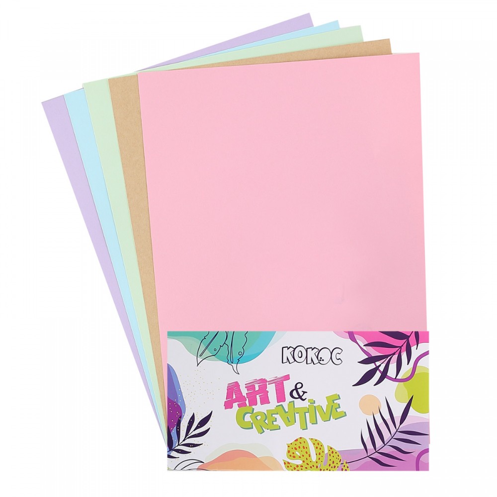 Бумага цветная "230921", А4, 5 цветов, 5 листов, ассорти 