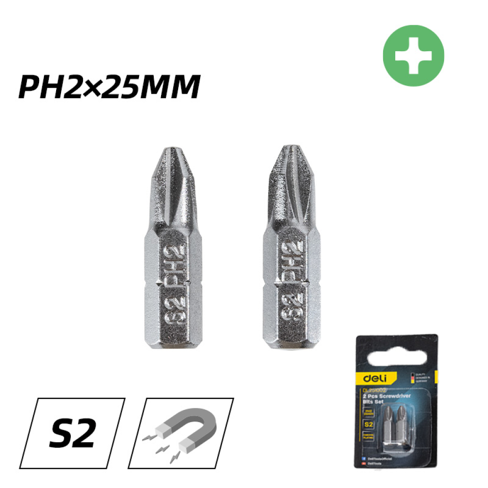 Бита Deli YS EDL251002, 2 шт., PH2 x 25 мм