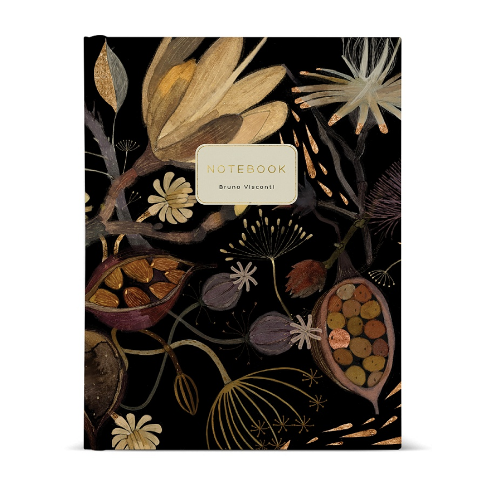 Тетрадь "Flora. Ночные цветы", A5, 80 листов, клетка, на кольцах, черный