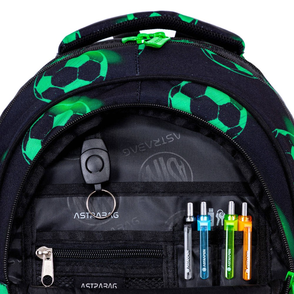 Рюкзак школьный "Neo Football", полиэстер, черный, зеленый - 8