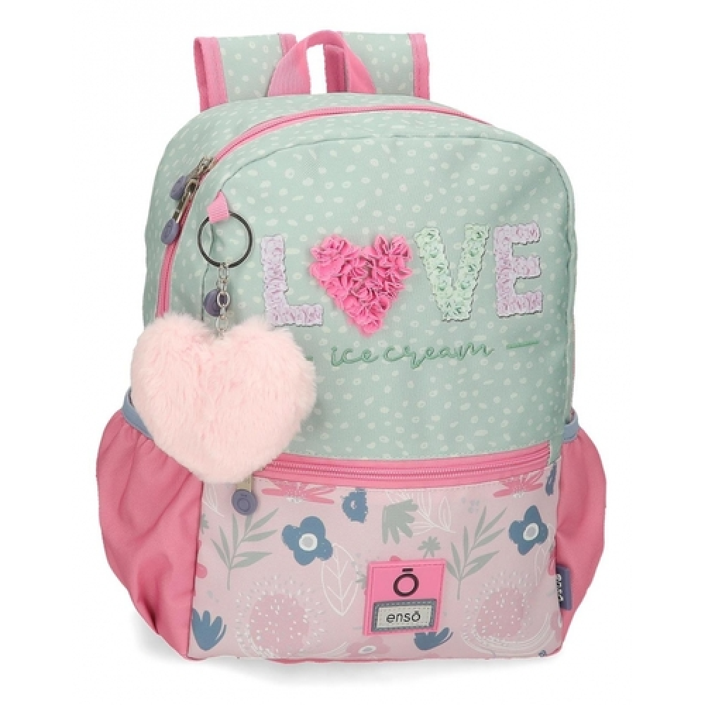 Рюкзак детский "Love ice cream", 32 см, полиэстер, зеленый, розовый