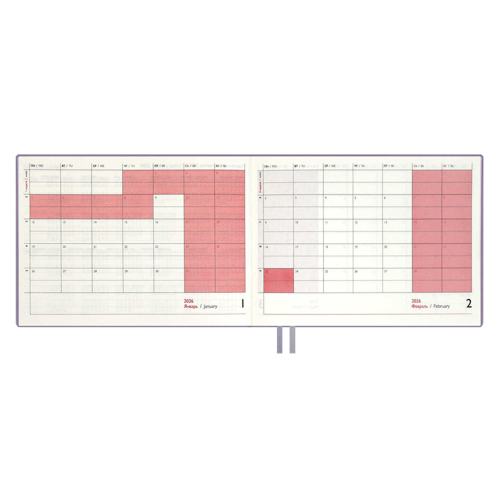 Еженедельник датированный "Джут", 181х127 мм, 128 страниц, сиреневый, 2026 - 4