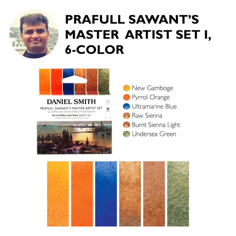 Краски акварельные Daniel Smith "Prafull Sawant Master Artist Set", 6 цветов, тубы - 5 Краски акварельные Daniel Smith "Prafull Sawant Master Artist Set", 6 цветов, тубы - 5