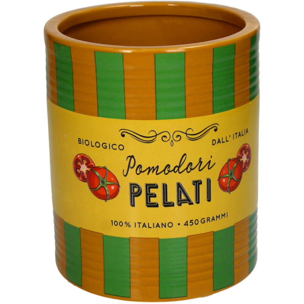 Кашпо "Pomodori Stripes Fine", фаянс, коричневый, зеленый